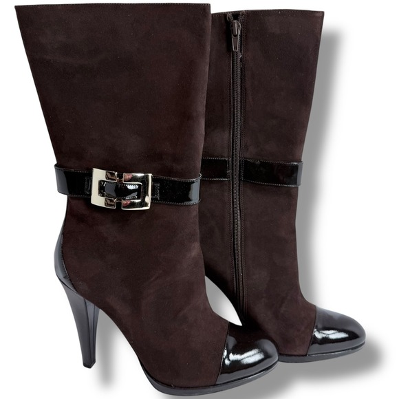 INC International Concepts Shoes - INC International Concepts Margaret Women's Suede Leather Heel Boots Brown 10M